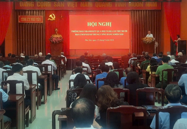 Hiển thị chi tiết cho Phú Yên: Thông tin nhanh kết quả Hội nghị lần thứ 10 của Ban Chấp hành Trung ương Đảng khóa XIII Hình ảnh cho bài viết Phú Yên: Thông tin nhanh kết quả Hội nghị lần thứ 10 của Ban Chấp hành Trung ương Đảng khóa XIII